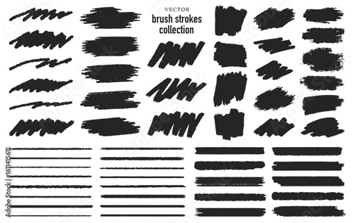 ベクター_黒いブラシストローク・ラインまとめ	

