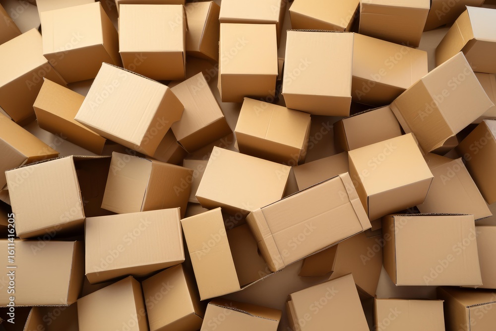 Fototapeta premium Cardboard boxes creating a texture for delivery or warehouse concepts