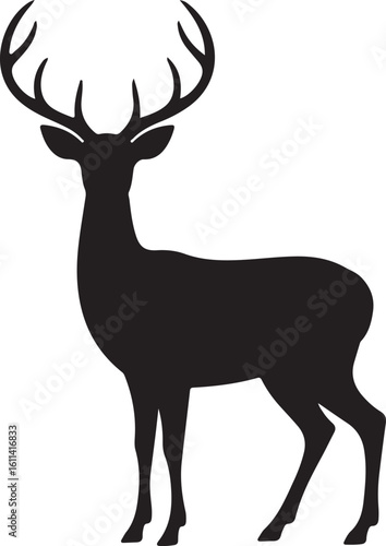 Majestic stag with large antlers standing gracefully deer animal