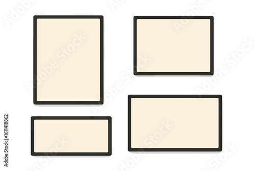 Vintage photo frames set. Retro picture border with shadow effect. Blank empty template for photograph or text. Realistic vector illustration isolated on white background.