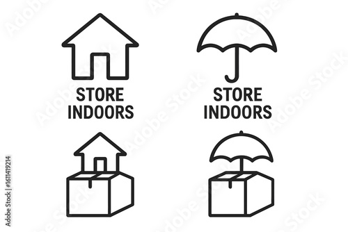 Wallpaper Mural Store Indoors packaging symbols set. Keep Dry cargo handling icons. Logistics and shipping vector pictograms for boxes and products. Delivery and storage instruction marking. Torontodigital.ca