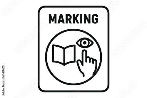 Read instructions before use icon. User manual guide symbol. Packaging marking label for product information and safety. Refer to handbook notice. Vector pictogram.