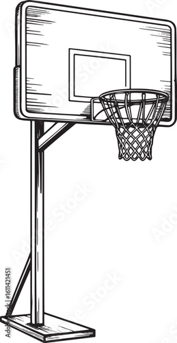 Hand drawn style Basketball hoop silhouette isolated on transparent background
