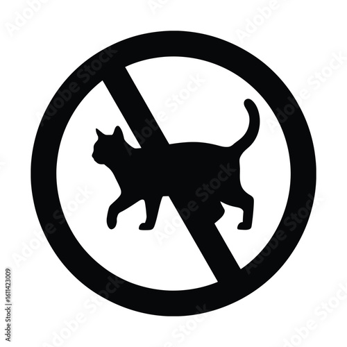 No Cats Allowed Warning Sign Vector