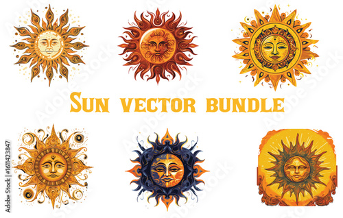 Sun vector bundle, Creative sundown logo design bundle - sea sun logo,  Sun icon set , Element design collection for label and logo. Sun logos in perspective. 