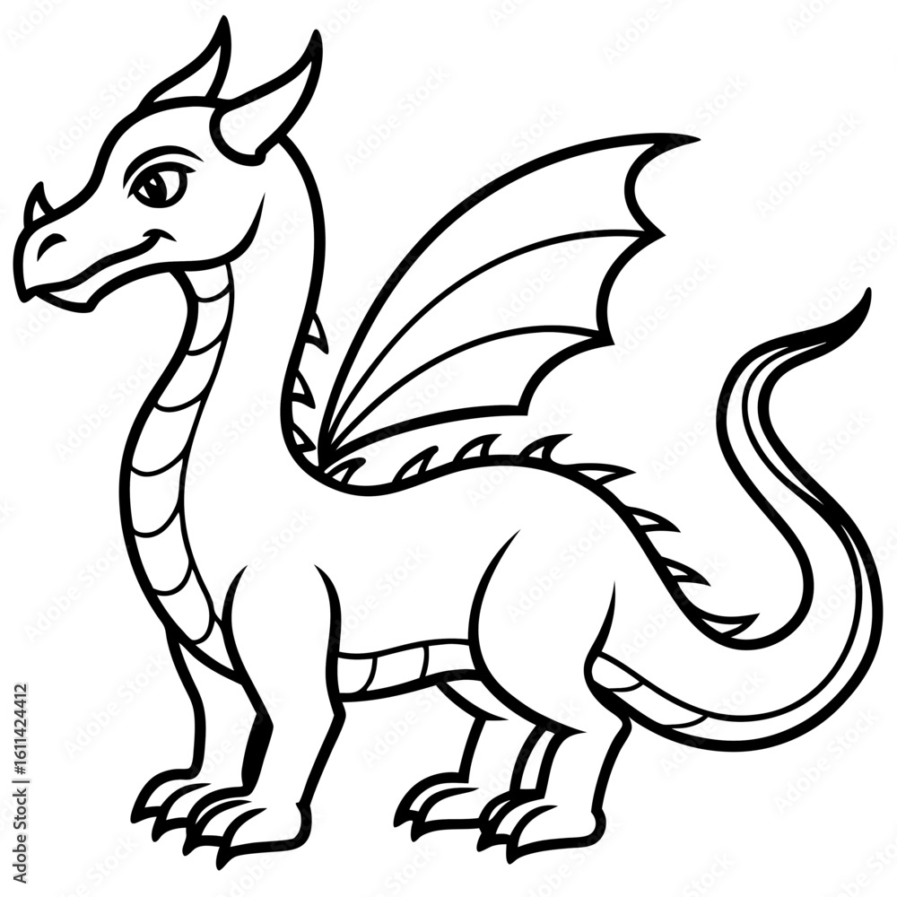 Fototapeta premium Dragon line art vector