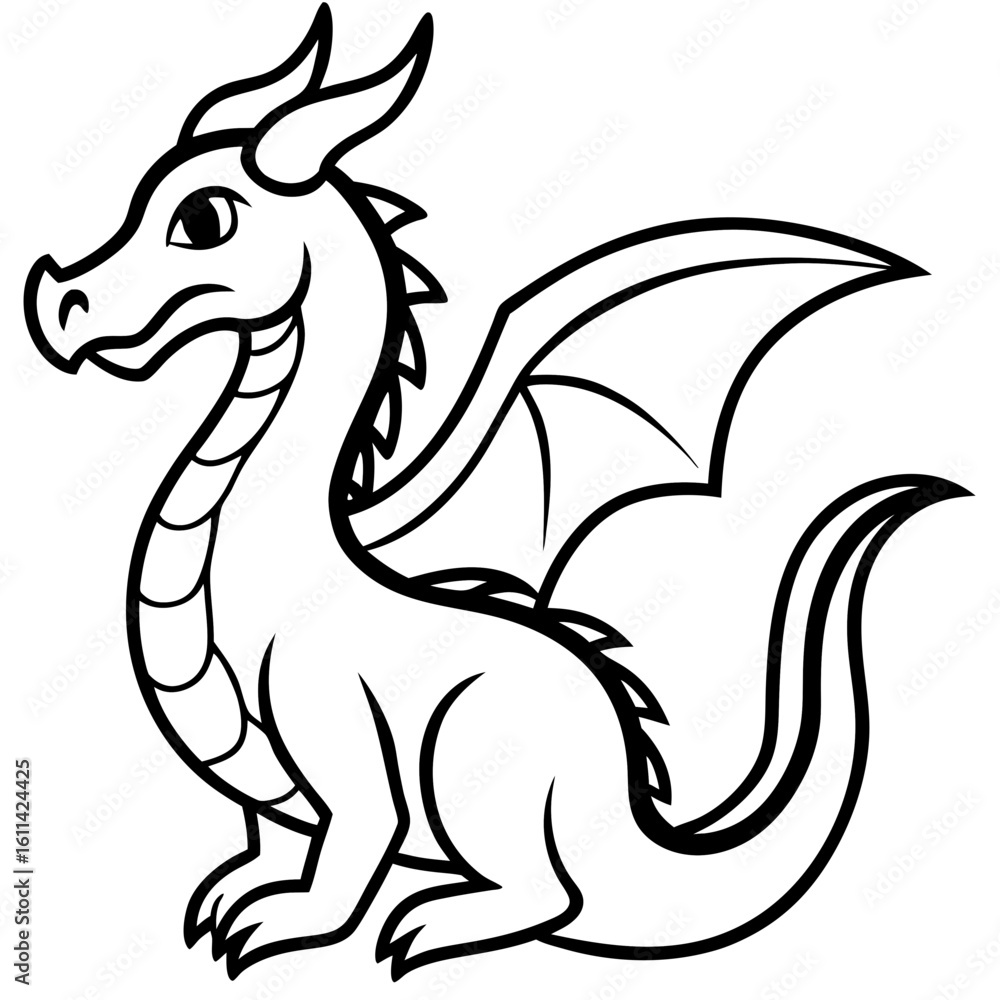 Fototapeta premium Dragon line art vector
