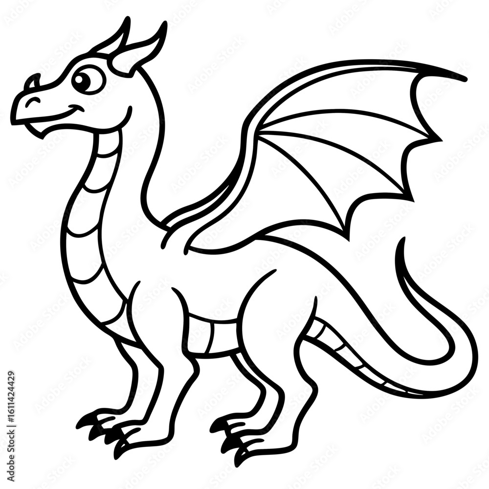 Fototapeta premium Dragon line art vector
