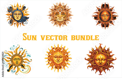 Sun vector bundle, Creative sundown logo design bundle - sea sun logo,  Sun icon set , Element design collection for label and logo. Sun logos in perspective. 