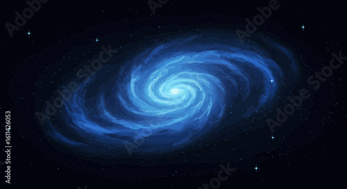 A captivating digital illustration of a spiral galaxy shining brightly in deep space