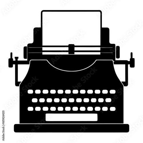Classic silhouette of a vintage typewriter on a clean white background
