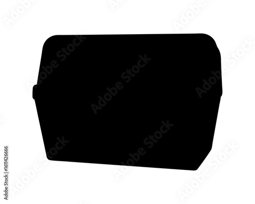 Silhouette of a rectangular takeout container, styrofoam food packaging on white