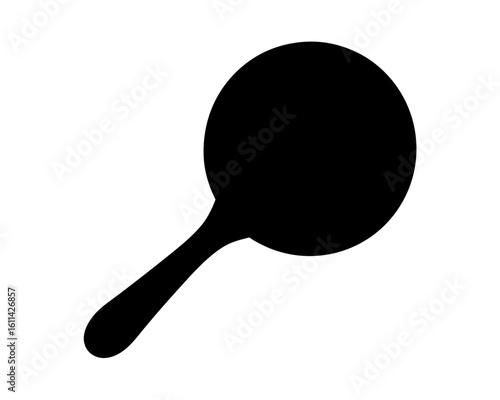 Minimalist silhouette illustration of a handheld vanity mirror on a white background