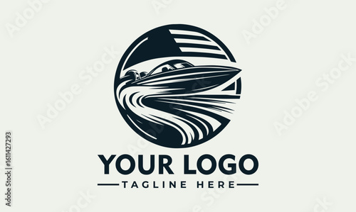 Speedboat races across the water, leaving a trail, set against a starry background.