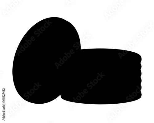 Silhouette of a stack of pancakes and an egg illustration
