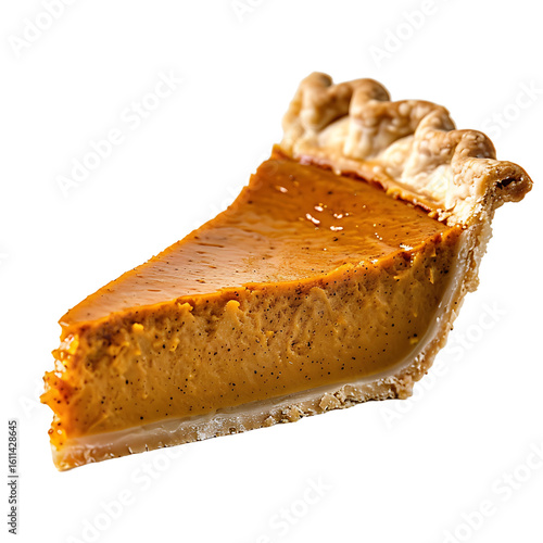 Wallpaper Mural A slice of pumpkin pie with a flaky crust and smooth filling, presented against a white background. Torontodigital.ca