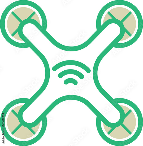 Modern drone icon with Wi-Fi signal, symbolizing wireless control, aerial photography, and smart drone technology. Perfect for tech infographics, drone apps, delivery services, and IoT designs