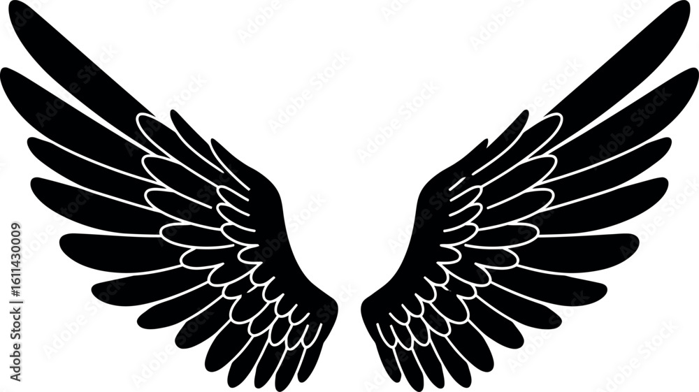 Obraz premium Black angel wings silhouette