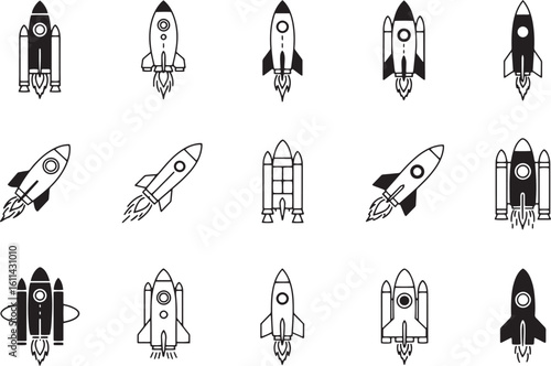 rocket icons set