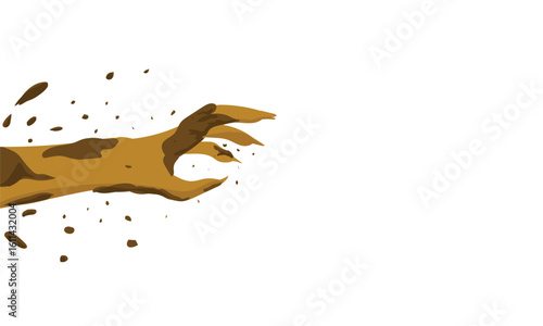 Realistic Muddy Zombie Hand Reaching – Horror Vector Art