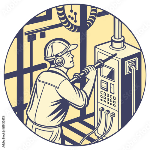 Male Technician Repairing Industrial Equipment