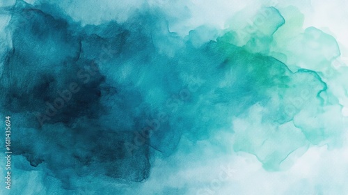 Fototapeta Naklejka Na Ścianę i Meble -  Abstract watercolor paint background by teal color blue and green with liquid fluid texture for background, banner