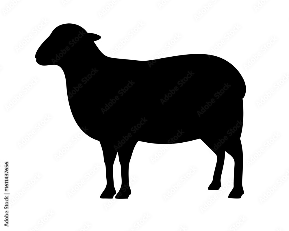 custom made wallpaper toronto digitalBlack silhouette of a fluffy sheep, livestock concept and illustration, farm animal