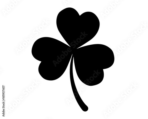 Black silhouette of a three leaf clover also known as shamrock