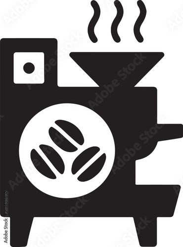 Silhouette vector of a coffee roaster machine, ideal for coffee industry, roasting business, and cafe branding.