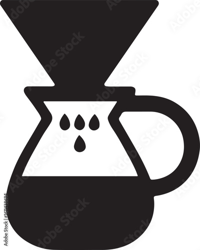 Silhouette vector of a pour-over coffee maker, ideal for specialty coffee, cafe branding, and kitchen designs.