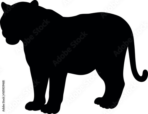 Black panther silhouette standing side view
