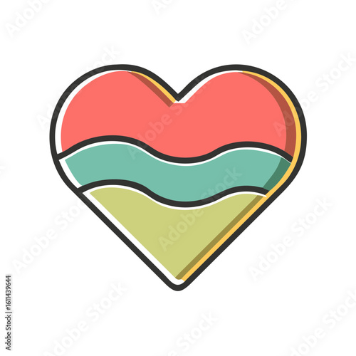 Free Download Flat heart icon with soft red gradient and rounded curves - GFXLoad