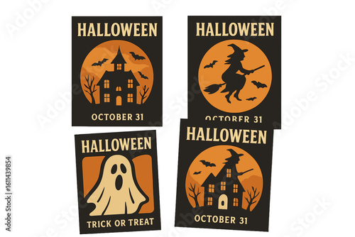 Vector illustration of adorable children in vibrant Halloween costumes isolated for a party setting