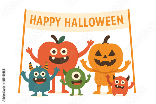 Wallpaper Mural Invitation to a spooky Halloween party featuring a cartoon pumpkin, bats, and full moon illustration for a night of celebration in October Torontodigital.ca