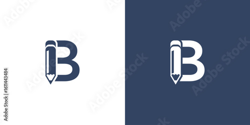 Creative pencil logo with combination letter from A to Z premium vector