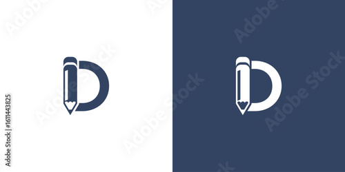 Creative pencil logo with combination letter from A to Z premium vector