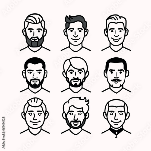 Stylish Men's Hair and Beard Silhouettes Collection