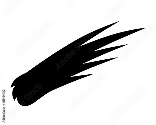 Dramatic black wing or feathered element graphic design on white background