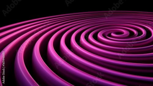 A vibrant purple spiral with glowing edges forming a hypnotic, futuristic, and abstract circular pattern on a black background.