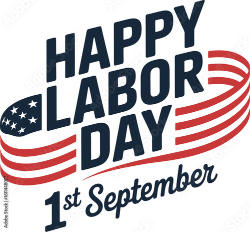 Happy Labor Day 1st September American Flag Graphic
