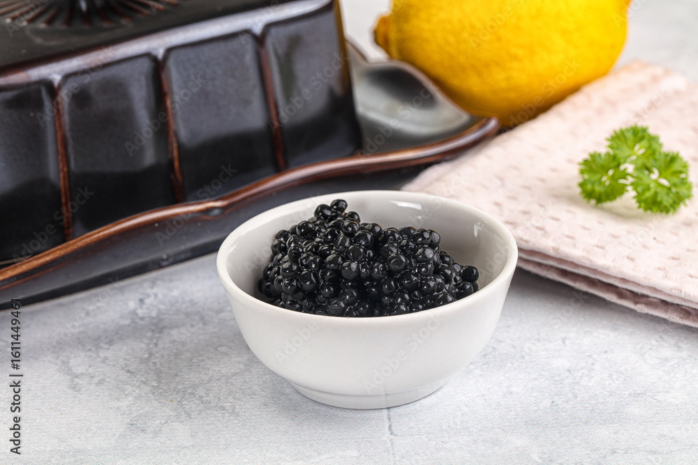 black sturgeon caviar in the bowl black sturgeon caviar in the bowl
