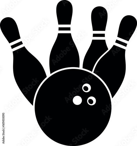Bowling ball and pins silhouette