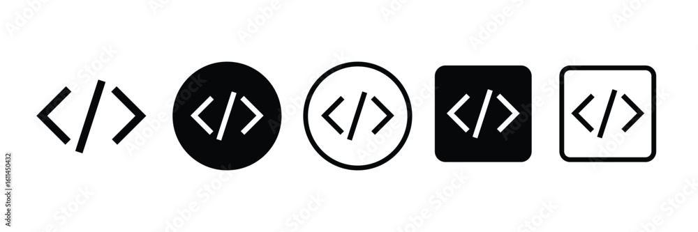 Fototapeta premium Code icon set vector. programming, developer, coding symbol vector