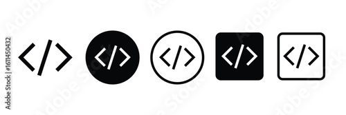 Code icon set vector. programming, developer, coding symbol vector