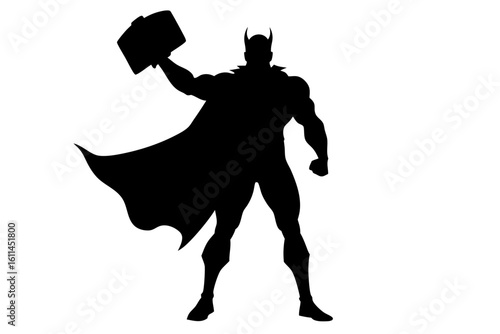 Superhero holding book in silhouette vector illustration