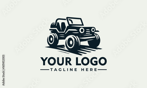 A stylized black and white logo featuring a rugged off-road vehicle, ready for adventure.
