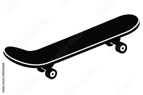 Simple Black and White Skateboard Graphic for Skateboarding and Sports