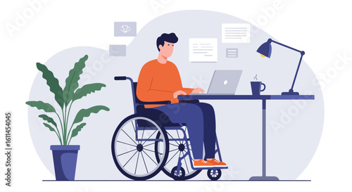 Empowering Independence Disabled Man Working from Home with Adaptive Technology