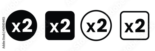  x2 multiplier icons vector symbol isolated on white background. multiply, factor, double, two, times symbol vector