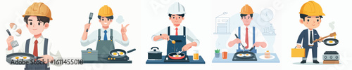 vector character architect cooking eggs